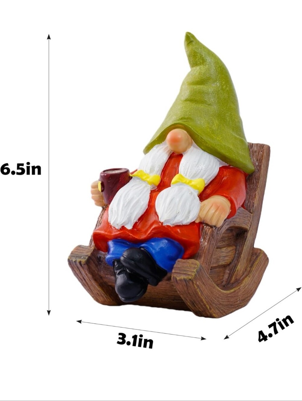 Gnome On Rocking Chair Drinking Coffee - Picture 2 of 5